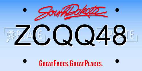ZCQQ48 South Dakota License Plate
