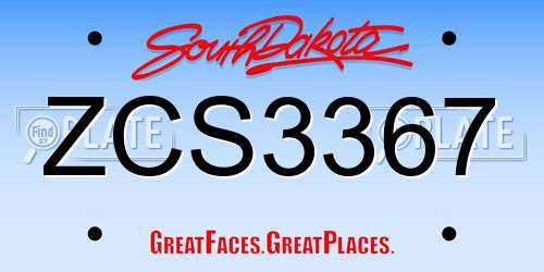 ZCS3367 South Dakota License Plate