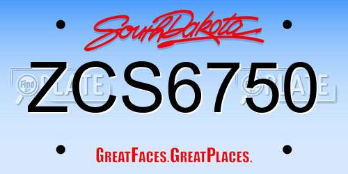 ZCS6750 South Dakota License Plate