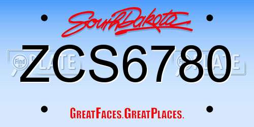 ZCS6780 South Dakota License Plate