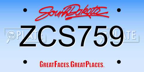 ZCS759 South Dakota License Plate