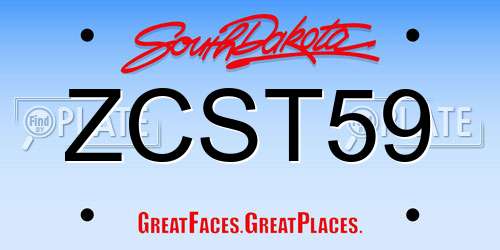 ZCST59 South Dakota License Plate