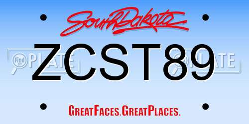 ZCST89 South Dakota License Plate