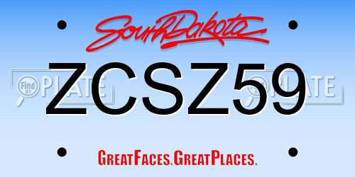 ZCSZ59 South Dakota License Plate