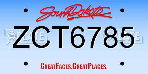 ZCT6785 South Dakota License Plate