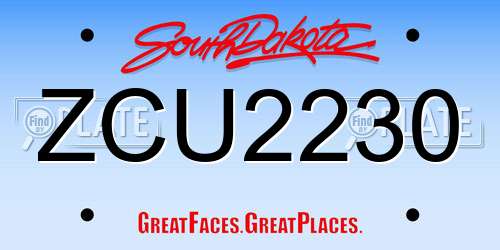 ZCU2230 South Dakota License Plate
