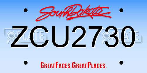 ZCU2730 South Dakota License Plate