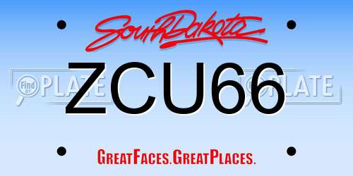 ZCU66 South Dakota License Plate