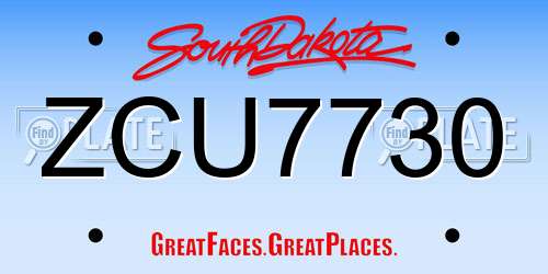 ZCU7730 South Dakota License Plate
