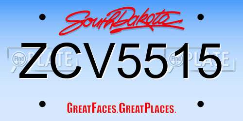 ZCV5515 South Dakota License Plate