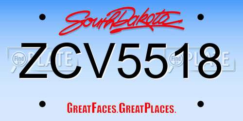 ZCV5518 South Dakota License Plate