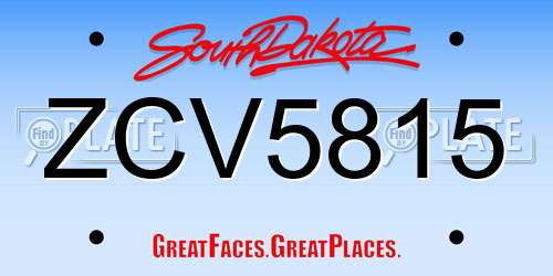 ZCV5815 South Dakota License Plate