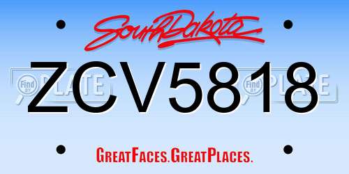 ZCV5818 South Dakota License Plate