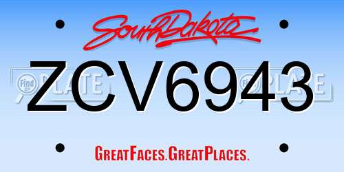 ZCV6943 South Dakota License Plate
