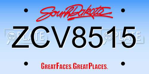 ZCV8515 South Dakota License Plate