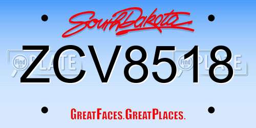 ZCV8518 South Dakota License Plate