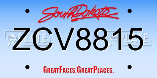 ZCV8815 South Dakota License Plate