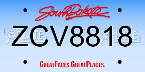 ZCV8818 South Dakota License Plate