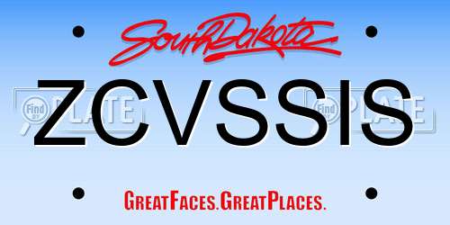 ZCVSSIS South Dakota License Plate