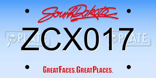 ZCX017 South Dakota License Plate
