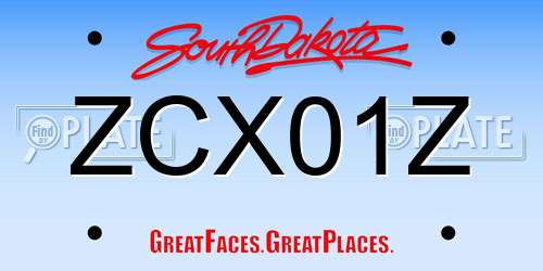 ZCX01Z South Dakota License Plate