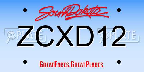 ZCXD12 South Dakota License Plate