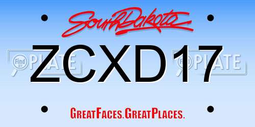 ZCXD17 South Dakota License Plate