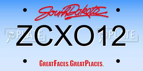 ZCXO12 South Dakota License Plate