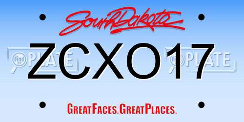 ZCXO17 South Dakota License Plate