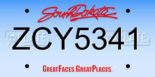 ZCY5341 South Dakota License Plate