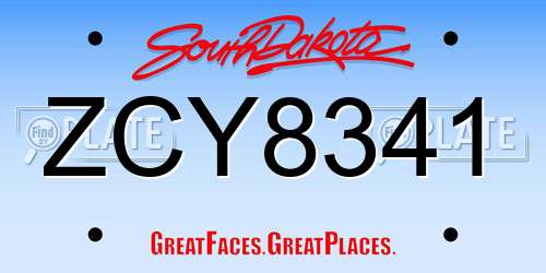 ZCY8341 South Dakota License Plate