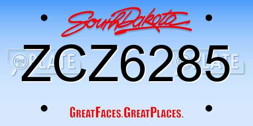 ZCZ6285 South Dakota License Plate