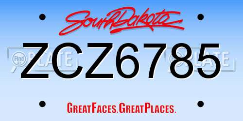 ZCZ6785 South Dakota License Plate