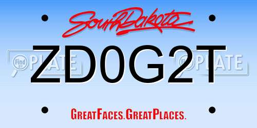 ZD0G2T South Dakota License Plate