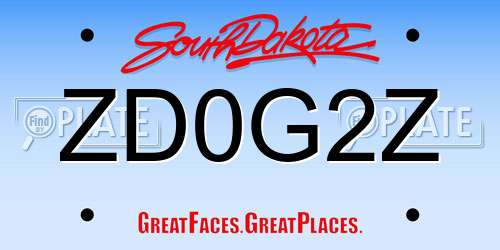 ZD0G2Z South Dakota License Plate