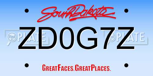 ZD0G7Z South Dakota License Plate
