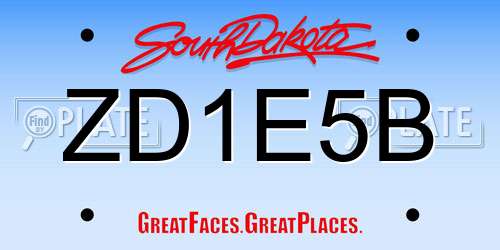 ZD1E5B South Dakota License Plate