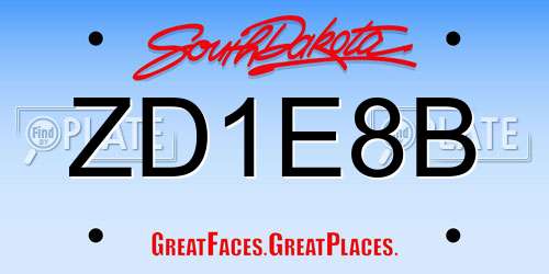 ZD1E8B South Dakota License Plate