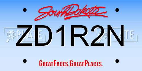 ZD1R2N South Dakota License Plate