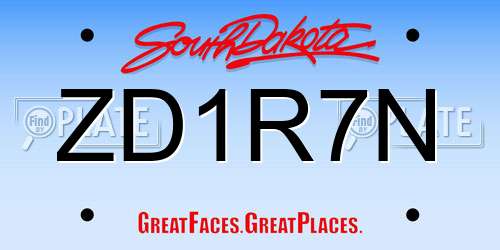 ZD1R7N South Dakota License Plate