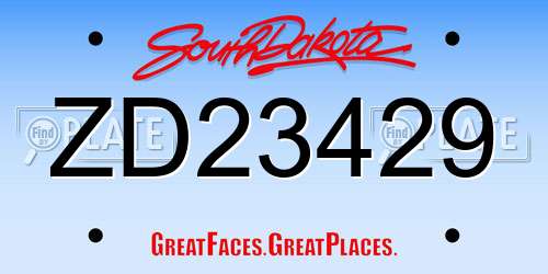ZD23429 South Dakota License Plate