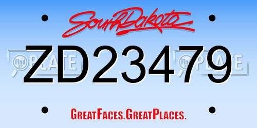 ZD23479 South Dakota License Plate
