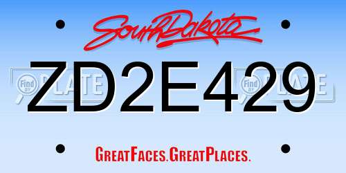 ZD2E429 South Dakota License Plate