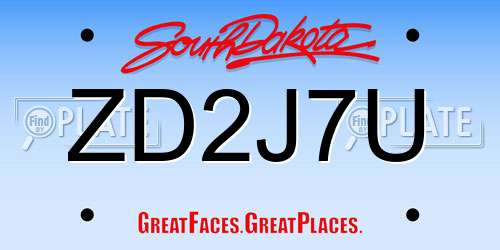 ZD2J7U South Dakota License Plate
