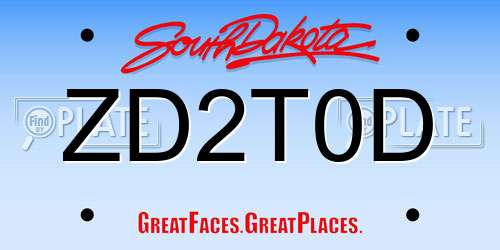 ZD2T0D South Dakota License Plate