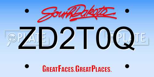 ZD2T0Q South Dakota License Plate