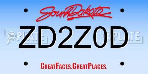 ZD2Z0D South Dakota License Plate
