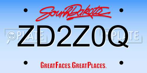 ZD2Z0Q South Dakota License Plate
