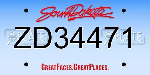ZD34471 South Dakota License Plate