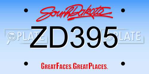 ZD395 South Dakota License Plate